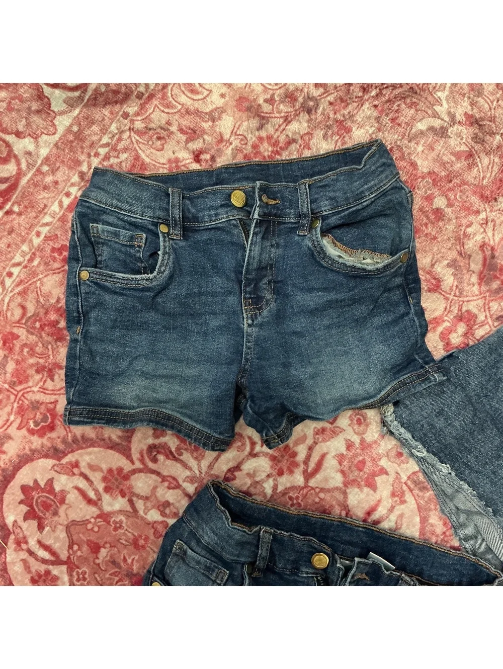 Set of 3 Girls' Denim Shorts, Sizes 10/12 and 12, Adjustable Waist